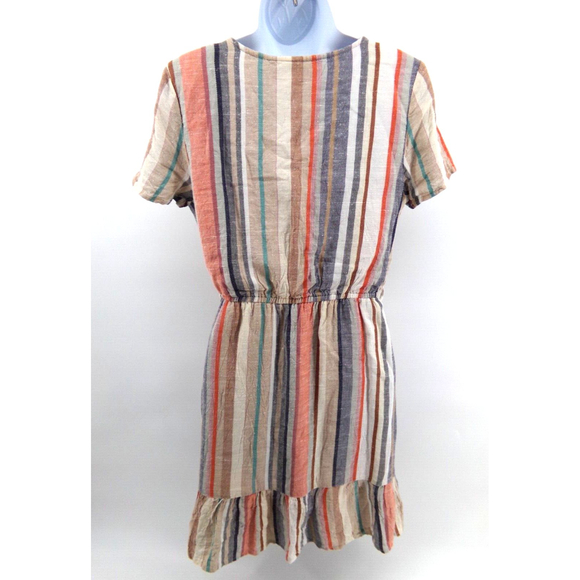 Blue Rain Womens stripe Wrap Sundress Sz SM V-Neck Cap Sleeve Summer Dress Boho - Picture 5 of 11